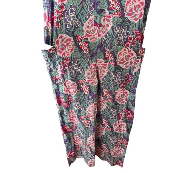 Laura Ashley Floral Sleeveless Jumpsuit Button Front Scoop Neck Size 10 - Picture 10 of 12